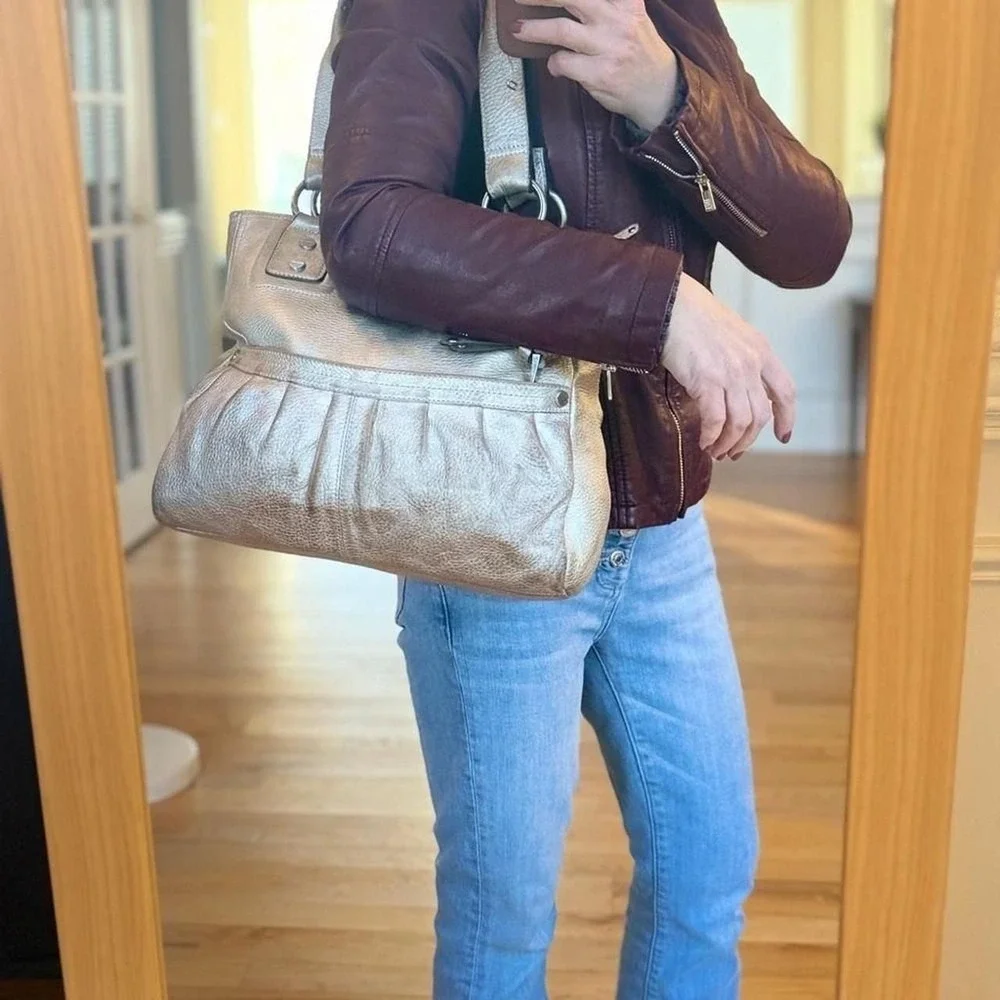 B. Makowsky Vintage Y2K Metallic Leather Shoulder Bag